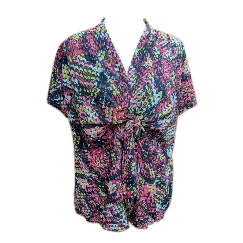 Evan-Picone Women's 14 Top Tie Front Button Closure Blouse Workwear Casual